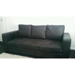 Black leather 3 seater sofa
