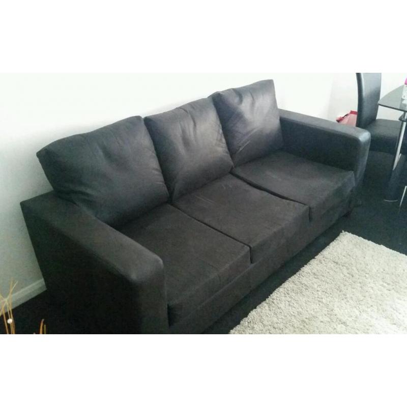 Black leather 3 seater sofa