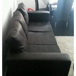 Black leather 3 seater sofa