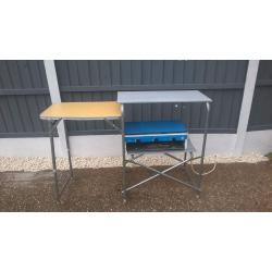 NICE CLEAN CAMPING FOLDING COOKING / PREP TABLE WITH GAS COOKER / STOVE