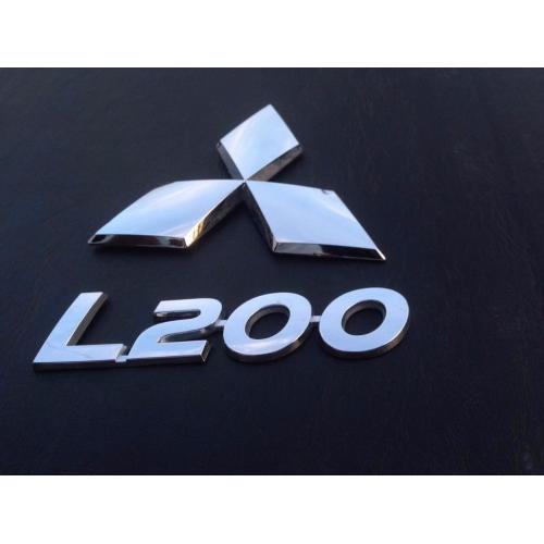 CHROME DOOR PILLAR / WING LOGO STICKERS L200 badge and Mitsubishi Logo for Barbarian