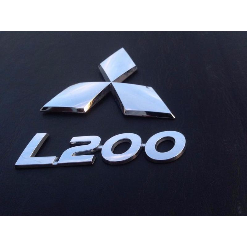 CHROME DOOR PILLAR / WING LOGO STICKERS L200 badge and Mitsubishi Logo for Barbarian