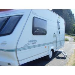 Elddis Hurricane EX 2000 with Awning and Electric Steady Legs.