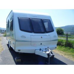 Elddis Hurricane EX 2000 with Awning and Electric Steady Legs.