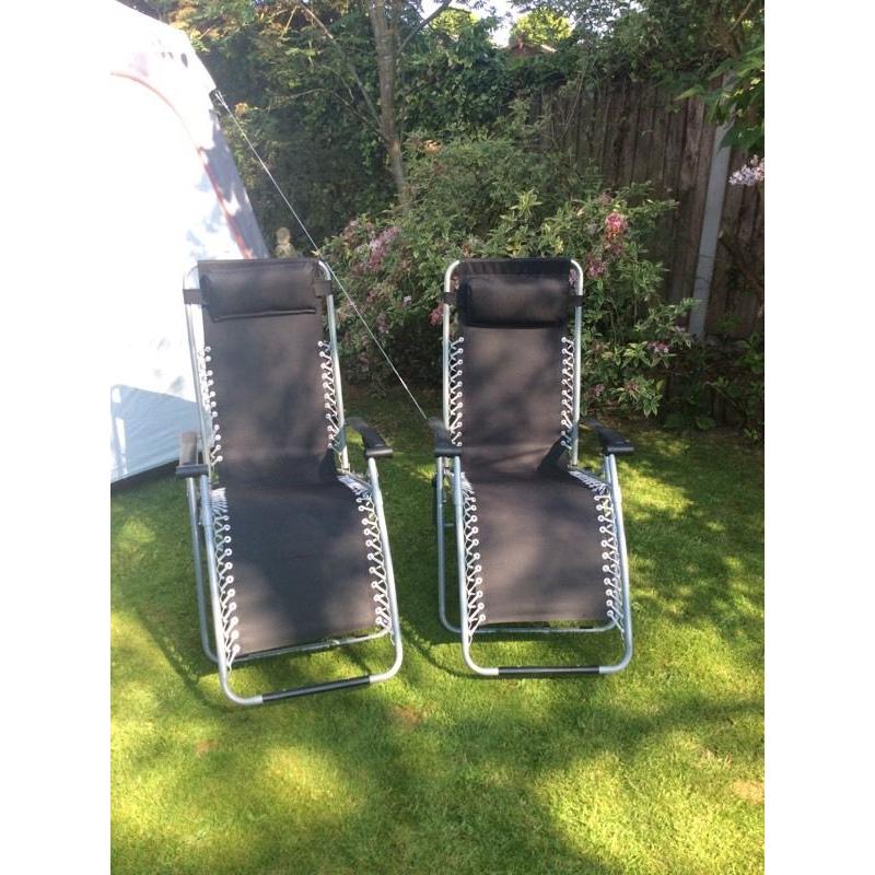 Pair of reclining camping chairs