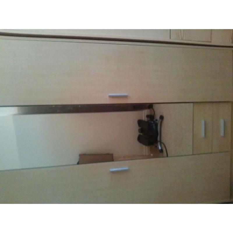 3 DOOR MIRRORED WARDROBE and 3+2 DRAWER CHEST
