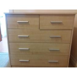 3 DOOR MIRRORED WARDROBE and 3+2 DRAWER CHEST