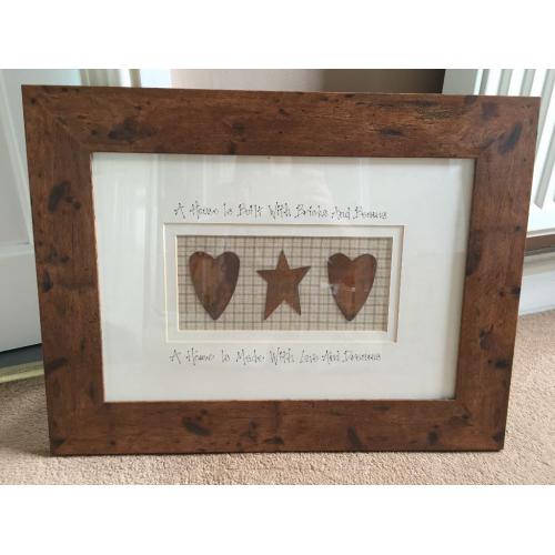 Wooden Framed Heart & Star Picture 52cm x 40cm