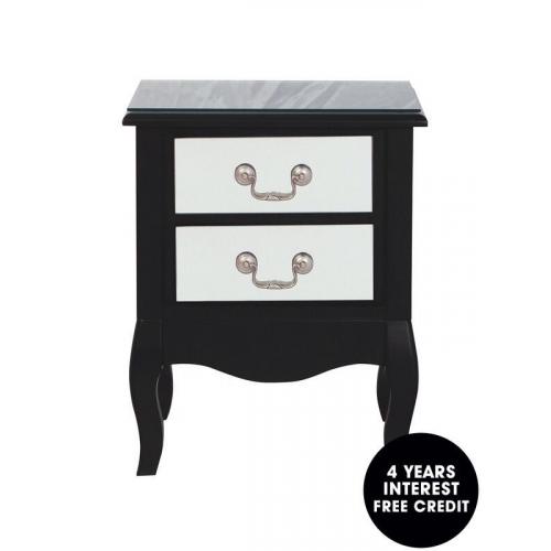 Ivory shabby chic mirrored bedside table