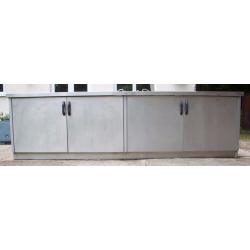Stainless Steel Single Sink & Drainer with workbench & double cupboard