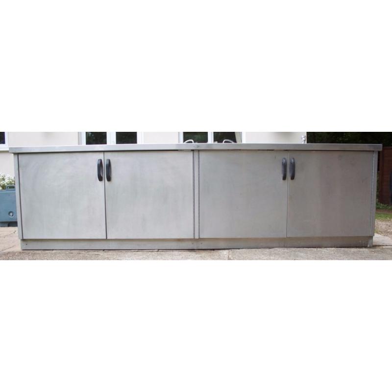Stainless Steel Single Sink & Drainer with workbench & double cupboard