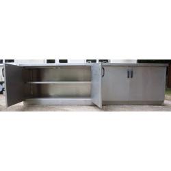 Stainless Steel Single Sink & Drainer with workbench & double cupboard