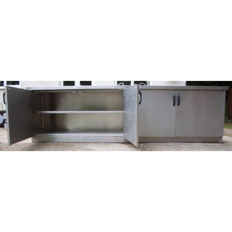 Stainless Steel Single Sink & Drainer with workbench & double cupboard