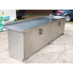 Stainless Steel Single Sink & Drainer with workbench & double cupboard