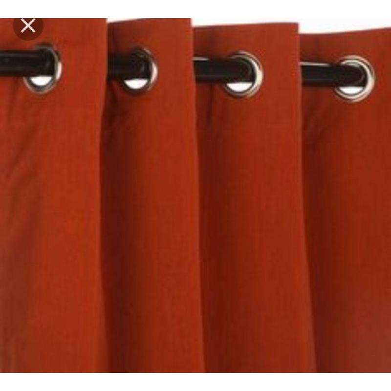 Super long red eyelet curtains