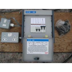 M.E.M Metal Four Terminal Consumer Unit With Sockets And Armoured 3 Core Cable.