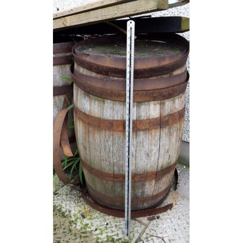 Pair of Bushmills Whiskey barrels. 2 Large oak casks . Intact with lids. water butts flowers