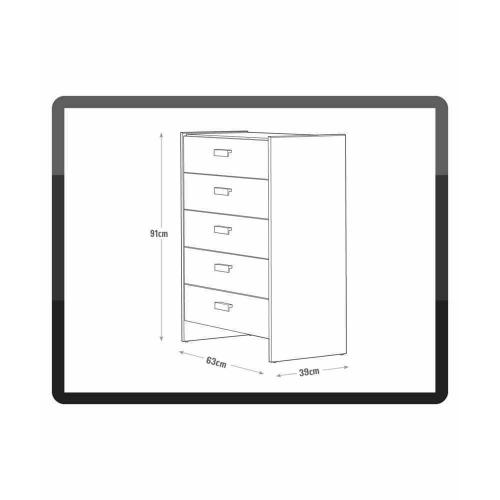 New Capella 5 Drawer Chest - Black