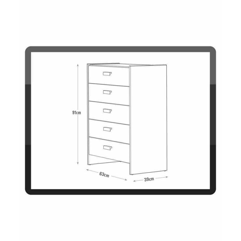 New Capella 5 Drawer Chest - Black