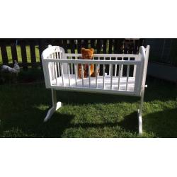Baby white crib with mattress