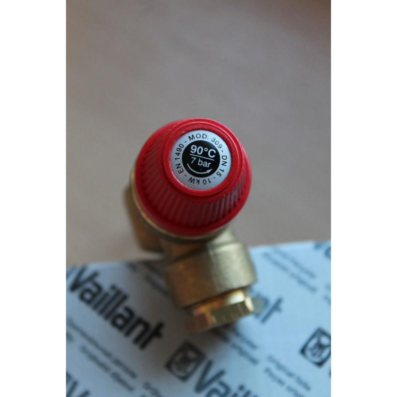 Vaillant temperature pressure relief valve 90°C 7 bar 10kW MOD.309 DN 15 EN 1490