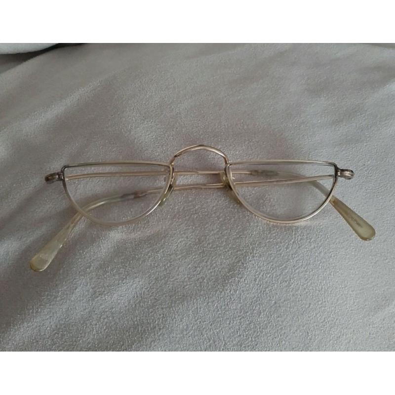 VINTAGE ALGHA 20 CT Gold Filled Half Moon / Half Eye Glasses