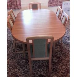 Table and 6 chairs.