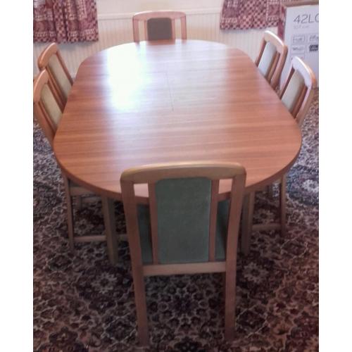 Table and 6 chairs.
