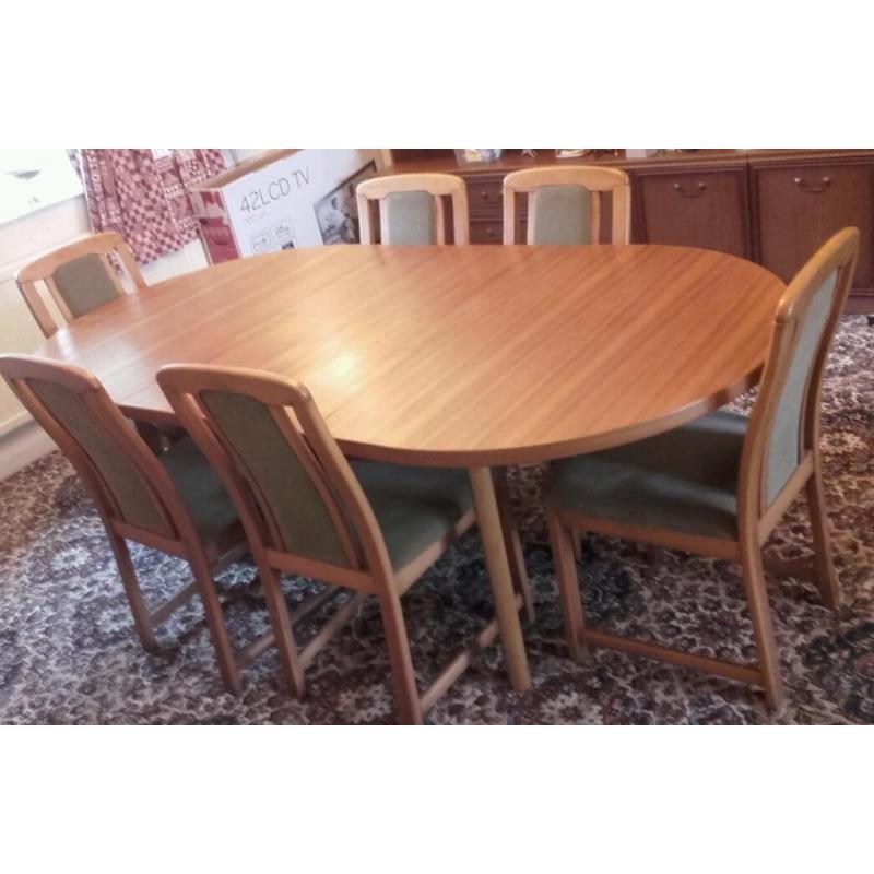 Table and 6 chairs.