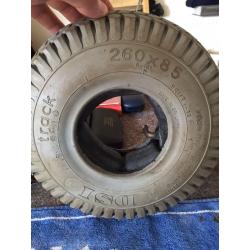 2 brand new tyres and tubes 300 x4 260x85