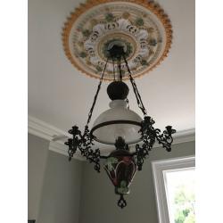 Victorian original oil lamp with candles
