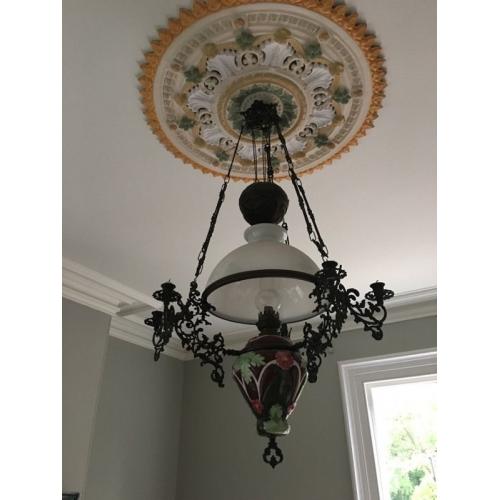 Victorian original oil lamp with candles