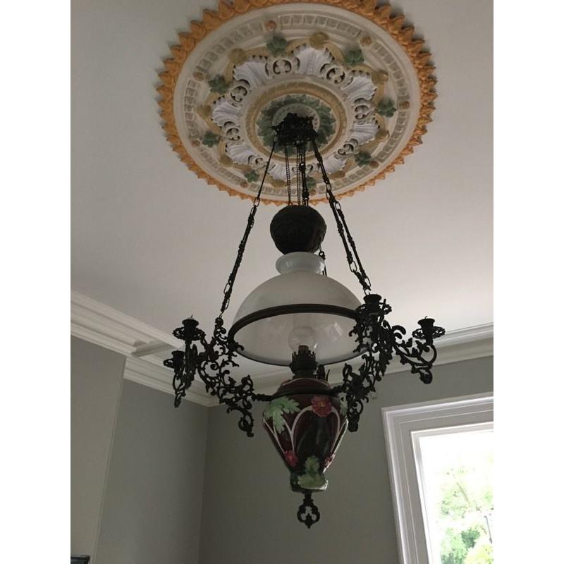 Victorian original oil lamp with candles