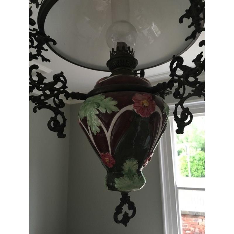 Victorian original oil lamp with candles