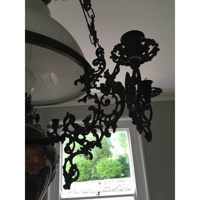 Victorian original oil lamp with candles