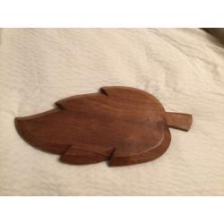 Vintage Retro Wooden Leaf Snack Serving Dish