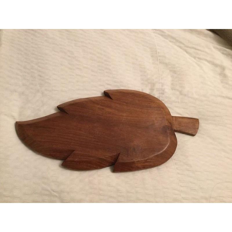 Vintage Retro Wooden Leaf Snack Serving Dish