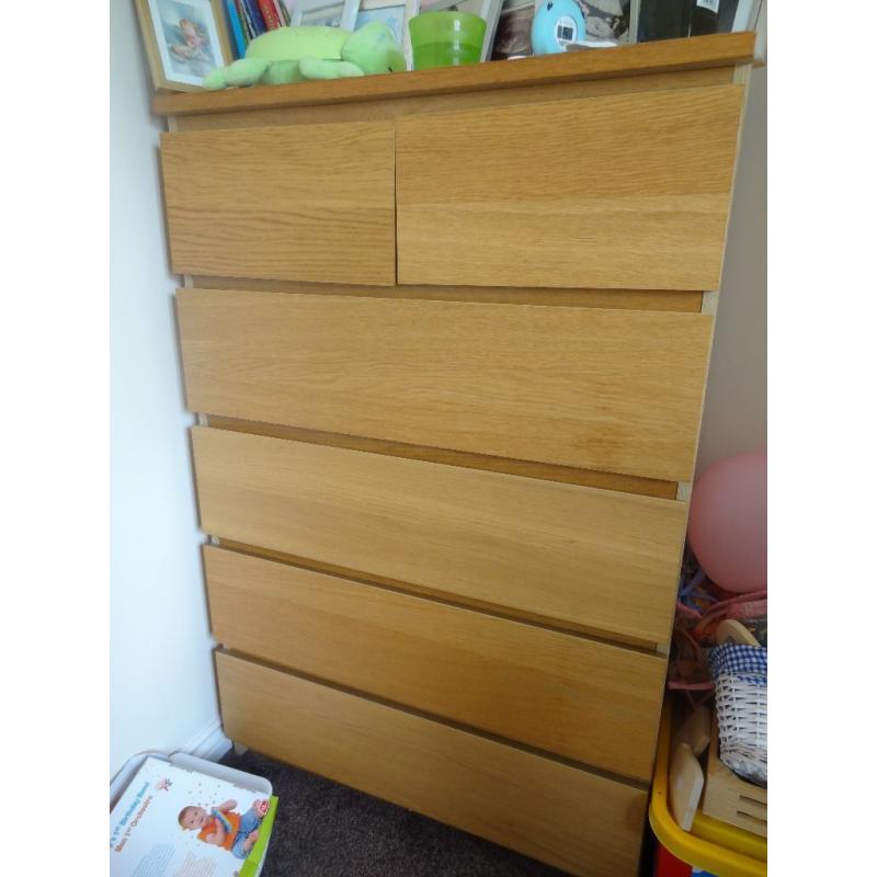 Ikea MALM Chest of drawers, oak veneer