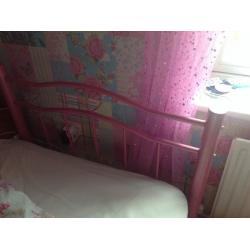 Pink metal bed frame