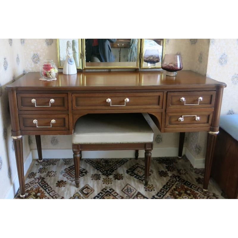 Stag minstrel bedroom suite - wardrobe, dressing table, chest of drawers and bedhead
