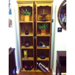 A lovely pair of old pine bookcase
