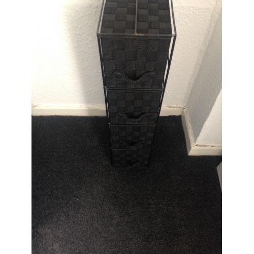 Black storage drawers