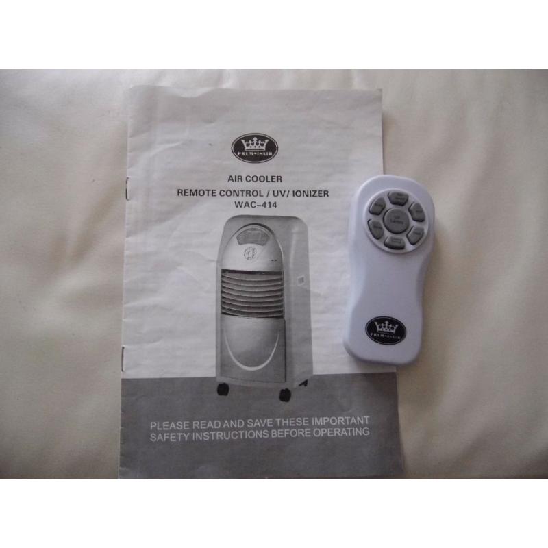 PREM-I-AIR WAC - 414 REMOTE CONTROL AIR COOLER/IONIZER/ ULTRA VIOLET - BOXED WITH MANUAL