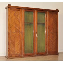 Large Antique Victorian Pitch Pine Glazed Four Door Display Gun Cabinet Bookcase