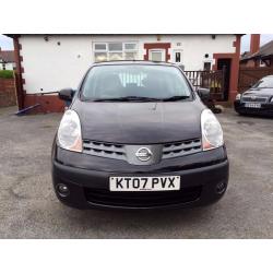 2007 BLACK NISSAN NOTE -5DOORS 1.4,TWO OWNERS,59000 GENUINE LOW MILES,FULL SERVICE HISTORY,HPI CLEAR