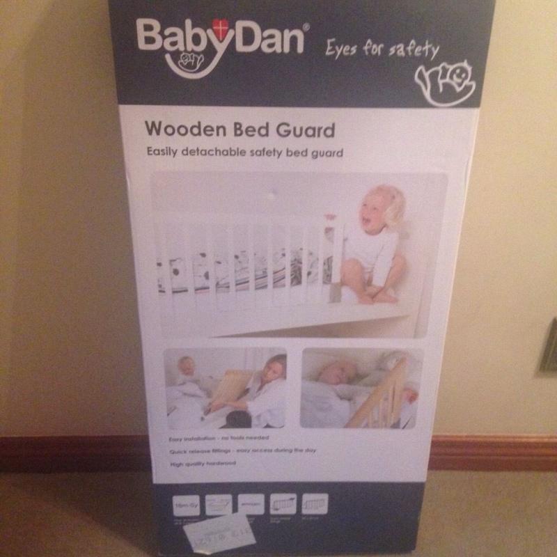 Baby Dan white wooden bed rails x 2