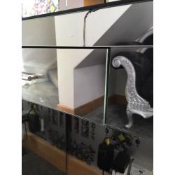 3 piece Mirrored glass furniture. Dressing table, mirror and 3 drawer chest