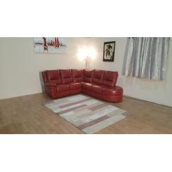 Ex-display Diablo red leather manual recliner corner sofa