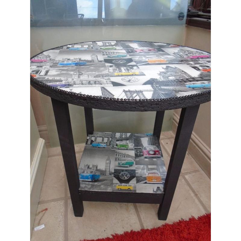 VOLKSWAGEN CAMPER SHABBY CHIC ROUND TABLE FOR SALE.