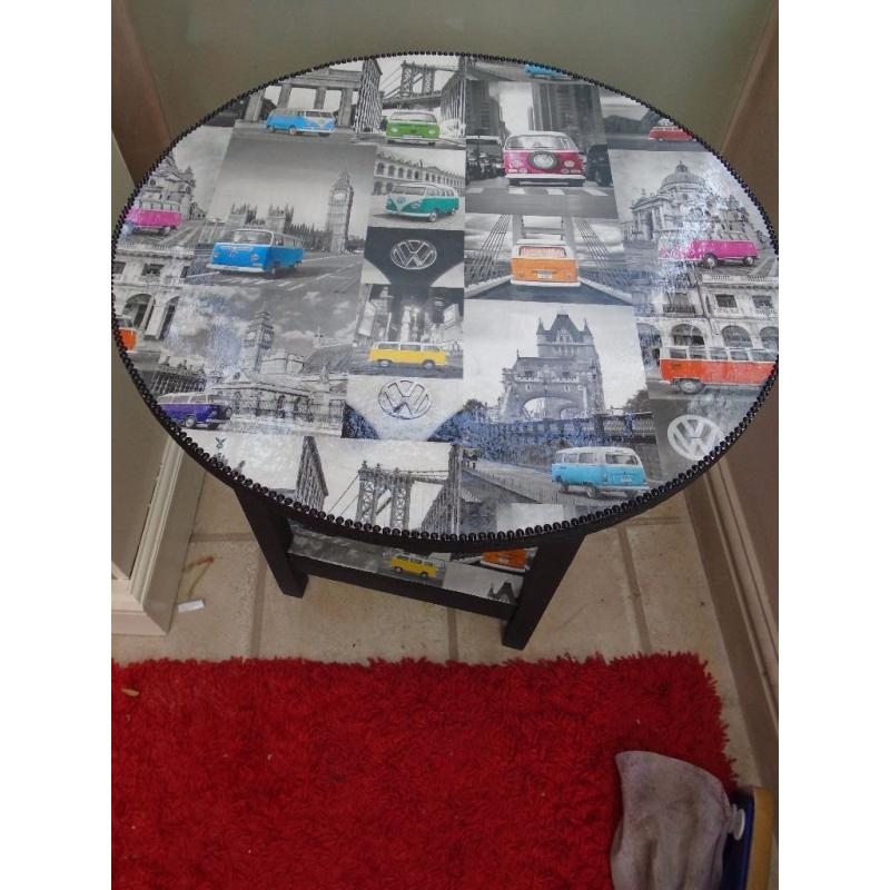VOLKSWAGEN CAMPER SHABBY CHIC ROUND TABLE FOR SALE.